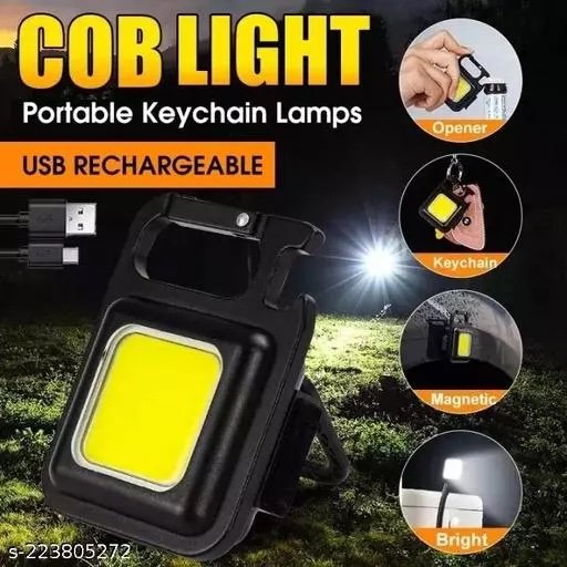 Multifunctional Mini USB Pocket Flashlight Rechargeable Flashlight COB Work Light LED Keychains For Outdoor Camping Fishing